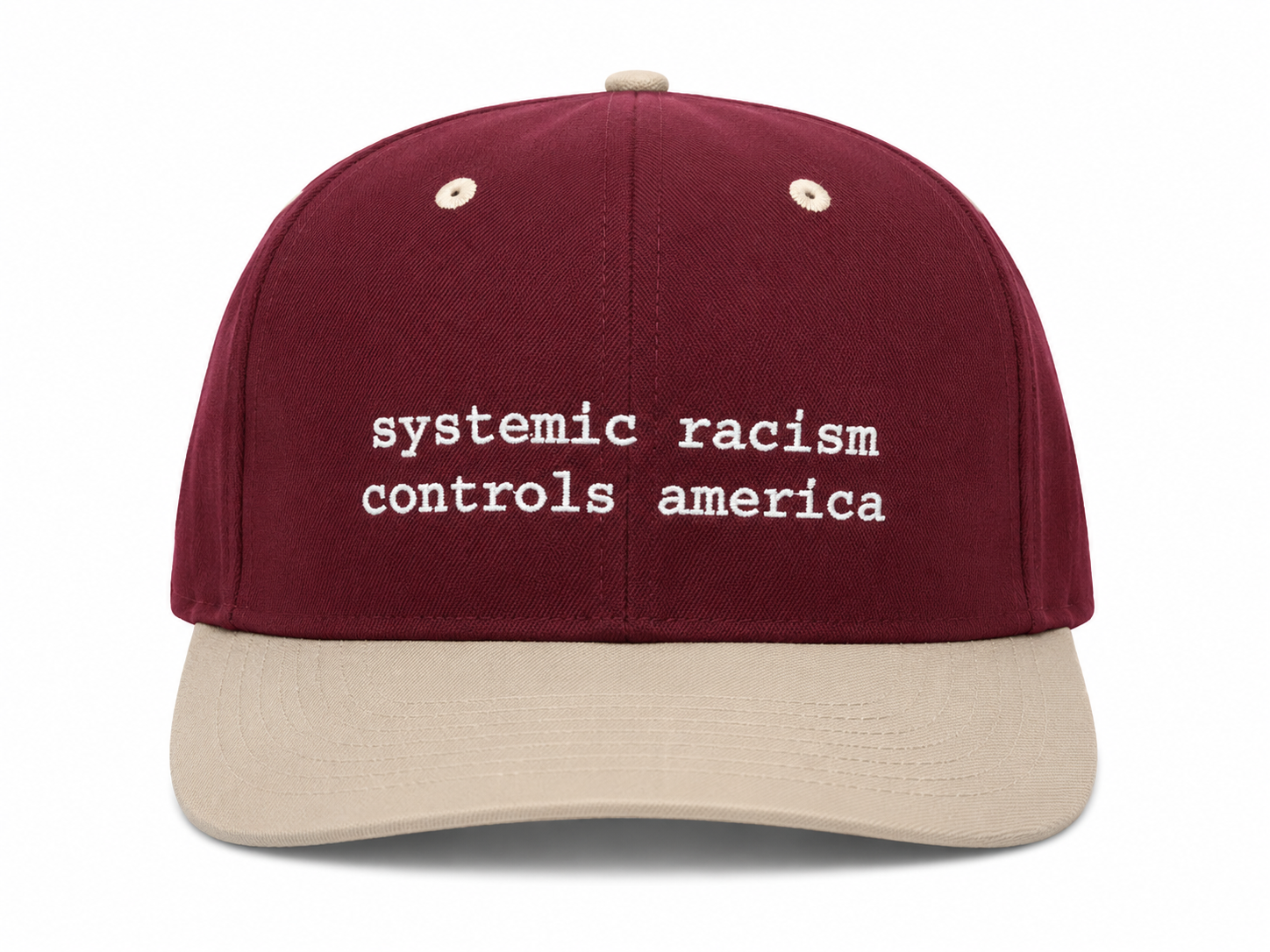 Denim Tears Systemic Racism Controls America Hat – Burgundy/Cream