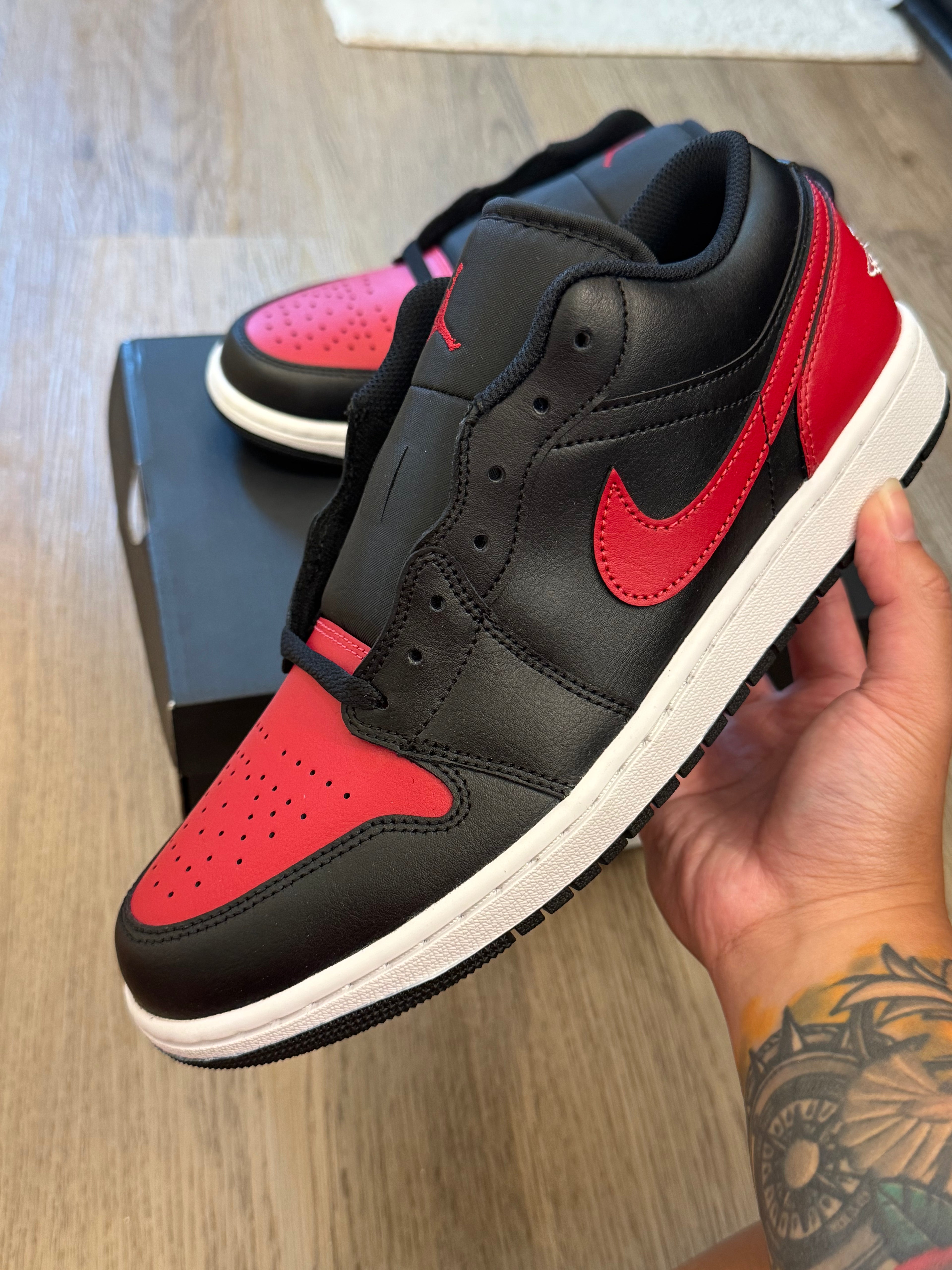 Air Jordan 1 Low Bred Twist – Black/Red – Men’s Size 10