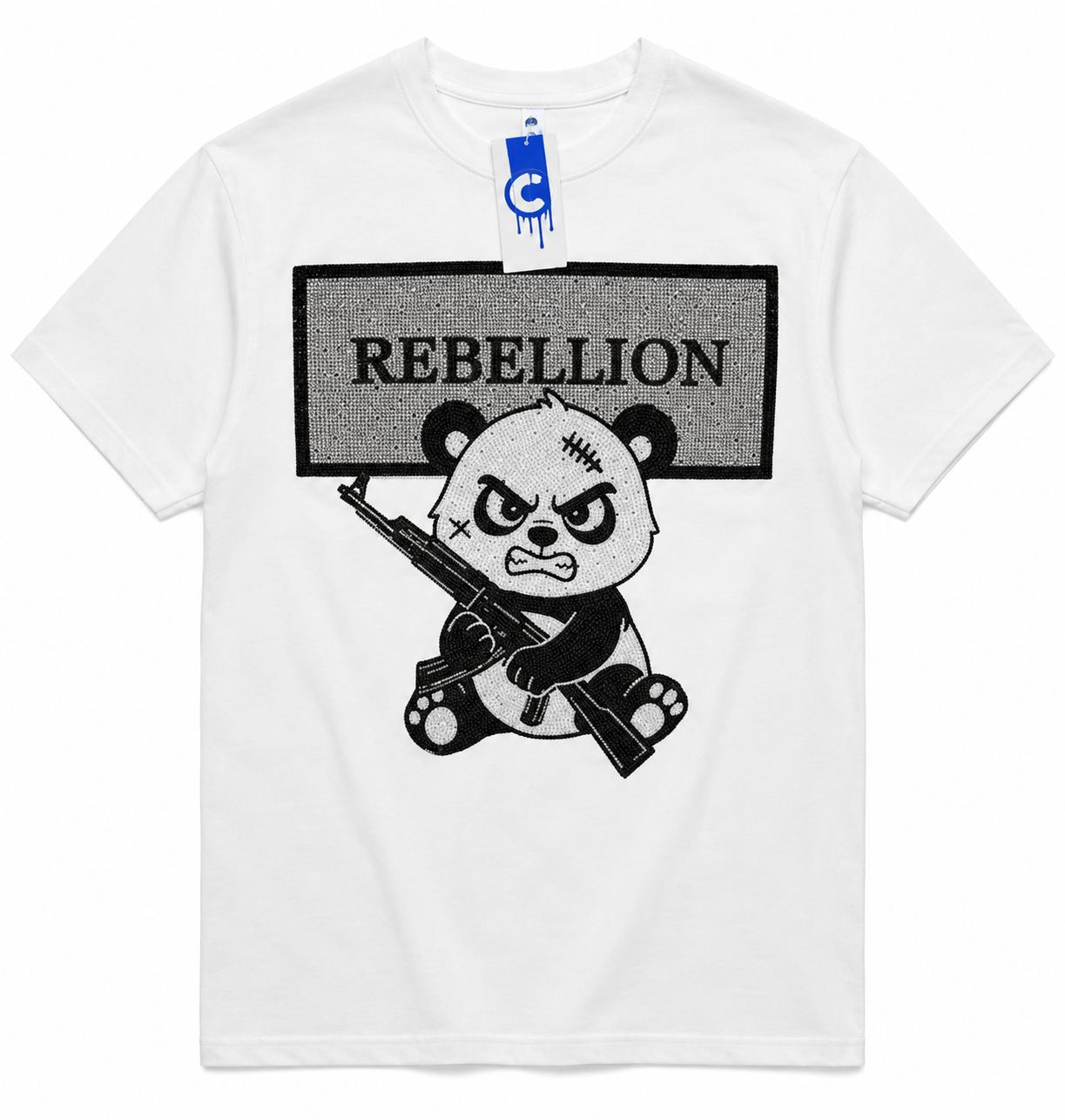 Rebellion Panda Graphic T-Shirt – White
