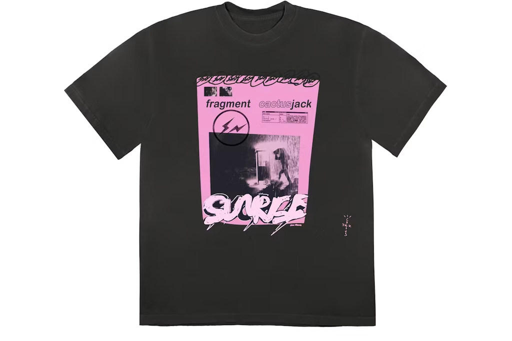 Travis Scott x Fragment “Pink Sunrise” Graphic T-Shirt – Black/Pink – Size L