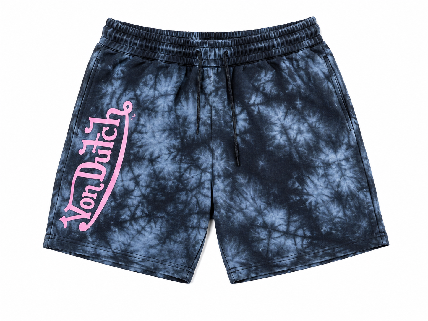 Von Dutch Tie-Dye Logo Shorts – Black/Blue & Pink